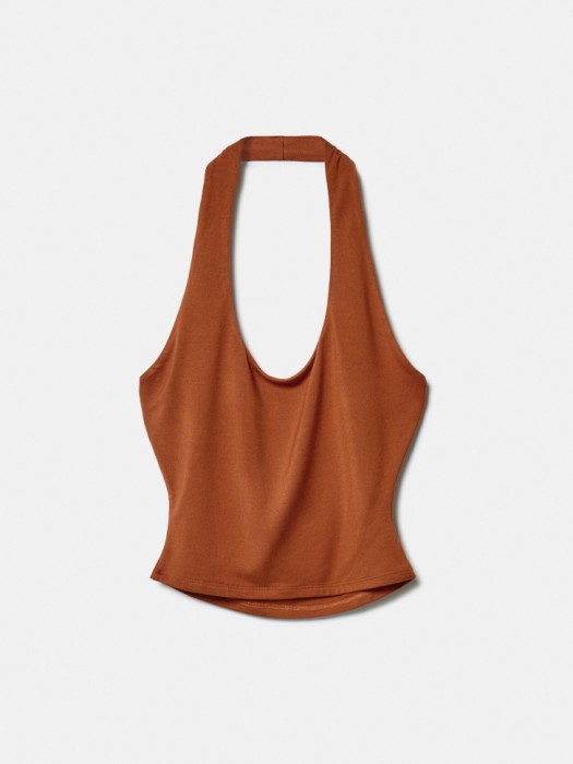 укороченный топ-халтер из линейки  young из вискозы спереди
