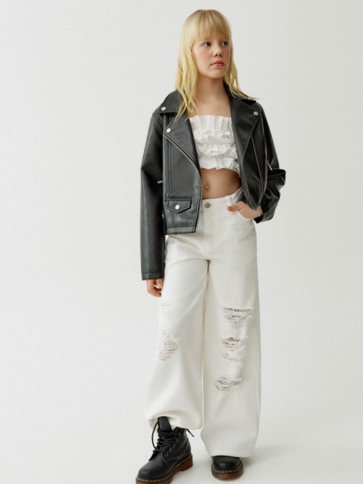 укороченный топ с оборками для девочек от бренда sela вид слева