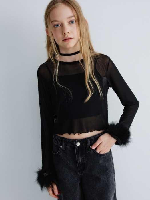 укороченный топ с перьями для девочек 4680798780337 фотография