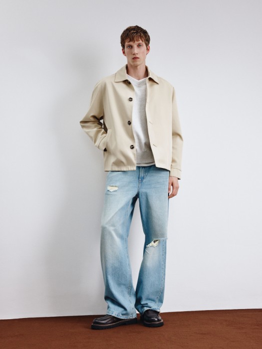 укороченный тренч из твила от бренда sela вид слева