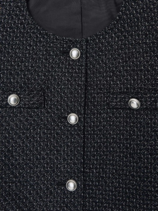 укороченный твидовый жакет для девочек из хлопка спереди