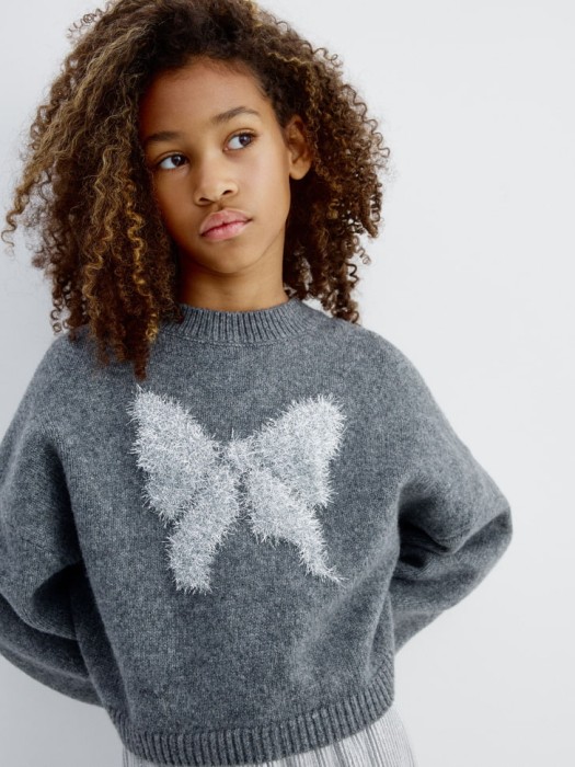 укороченный вязаный джемпер с люрексом для девочек 4610517134585 фотография