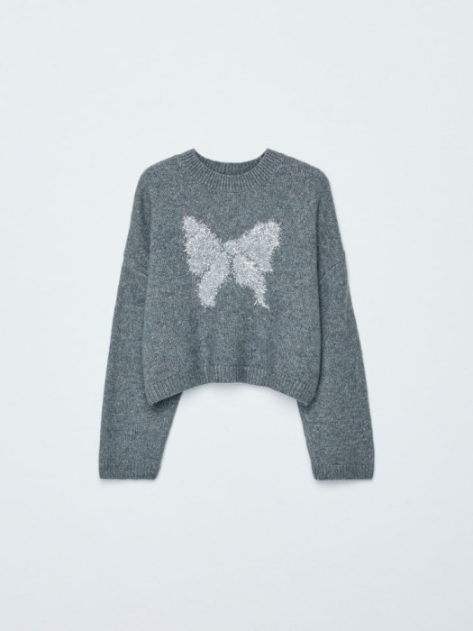 укороченный вязаный джемпер с люрексом для девочек по цене 2799 руб вид справа