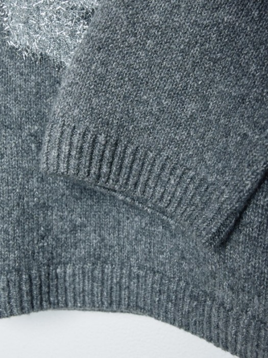 укороченный вязаный джемпер с люрексом для девочек универсального стиля с лицевой стороны