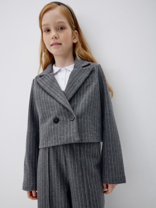 укороченный жакет в полоску для девочек 4680798269009 фотография