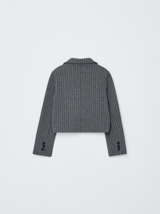 укороченный жакет в полоску для девочек из россии вид сбоку