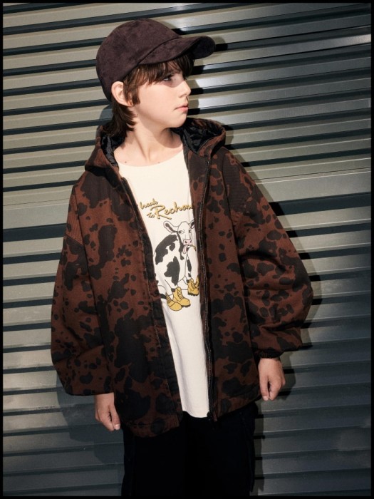 утепленная куртка из твила с анималистичным принтом детская от бренда sela вид слева