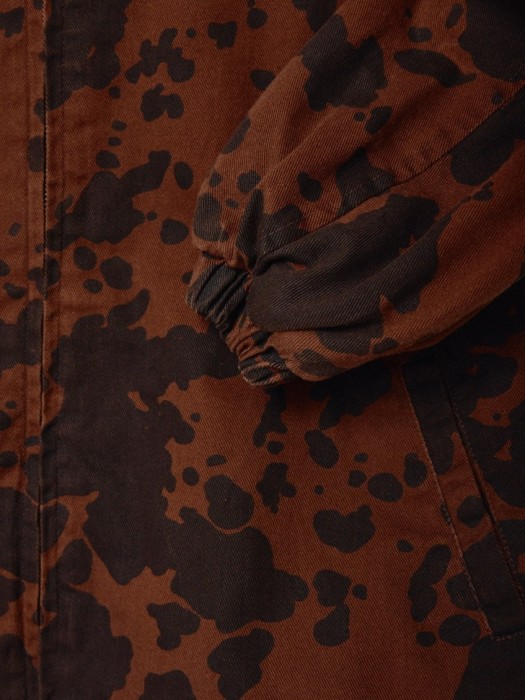 утепленная куртка из твила с анималистичным принтом детская из хлопка спереди