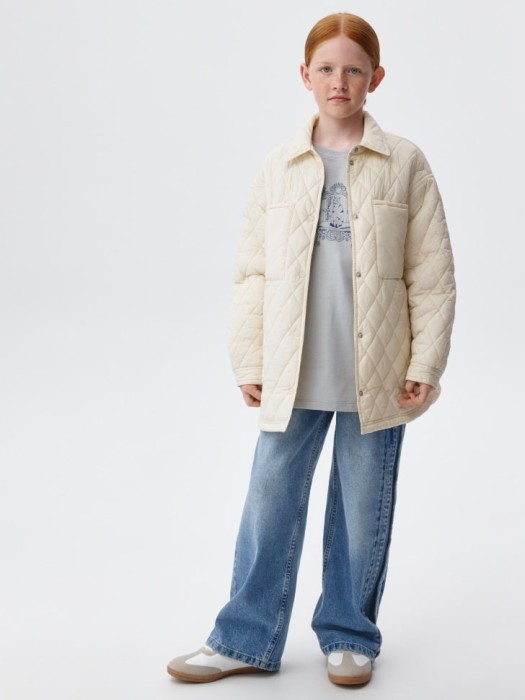 утепленная куртка-рубашка для девочек от бренда sela вид слева