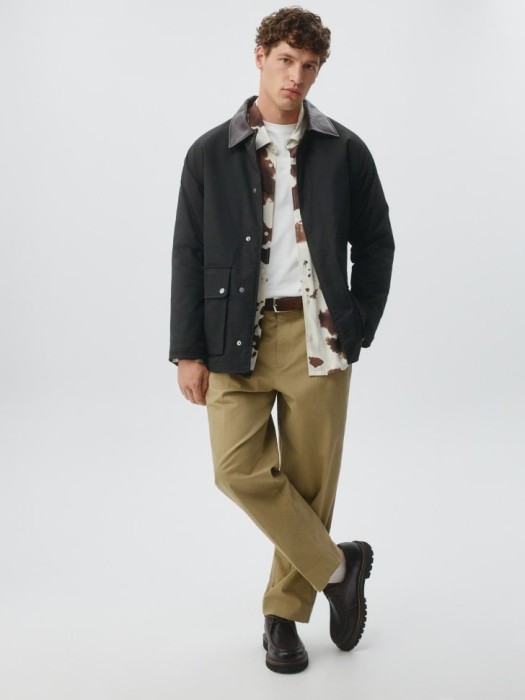 утепленная куртка с воротником из кожи спереди