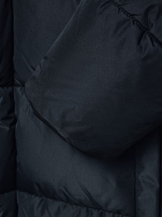 утепленное стеганое пальто с капюшоном универсального стиля с лицевой стороны