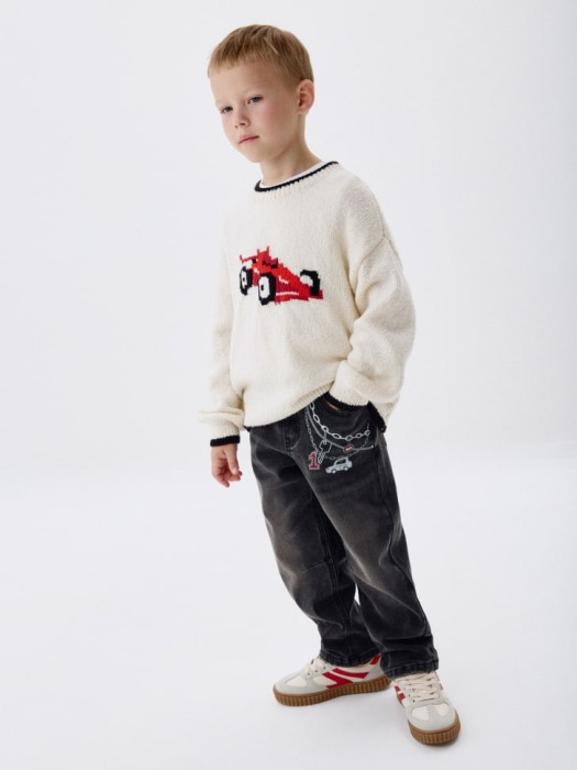 утепленные джинсы для мальчиков от бренда sela вид слева