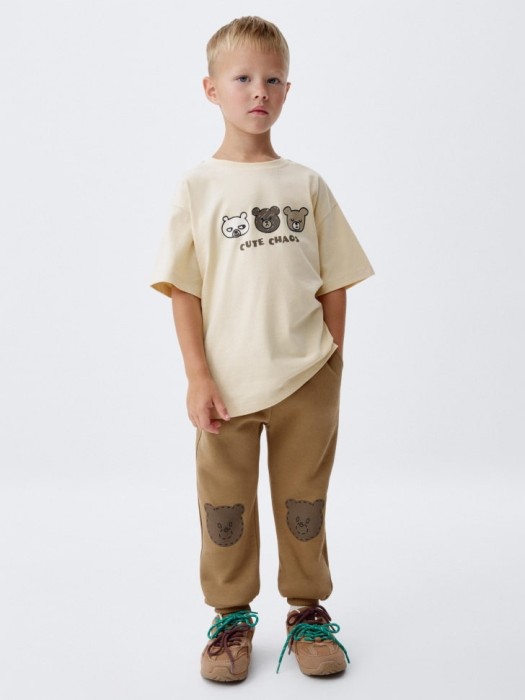 утепленные джоггеры с принтом детские от бренда sela вид слева