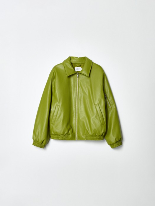 утепленный бомбер из искусственной кожи из кожи спереди