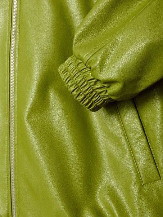 утепленный бомбер из искусственной кожи универсального стиля с лицевой стороны