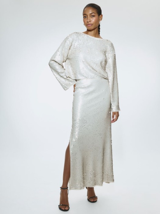 вечерний укороченный топ с пайетками от бренда sela вид слева