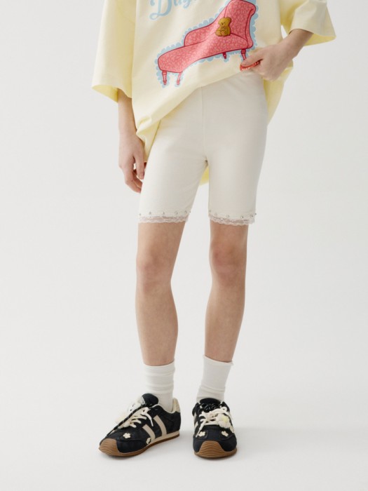 велосипедки с кружевом для девочек от бренда sela вид слева