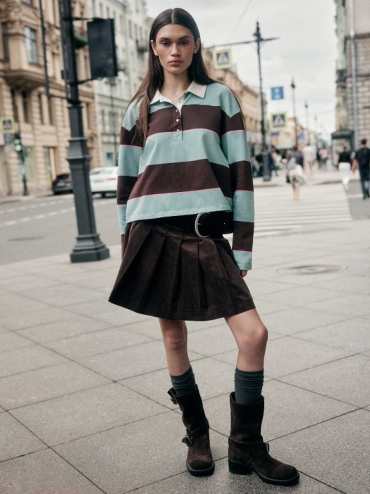 вельветовая мини юбка из линейки  young от бренда sela вид слева