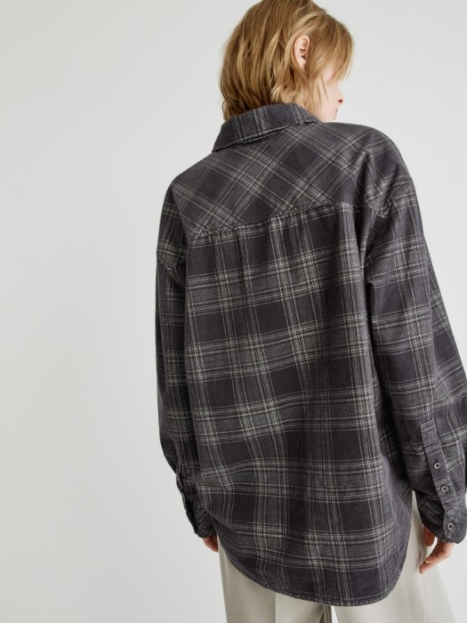вельветовая рубашка оверсайз в клетку по цене 3599 руб вид справа