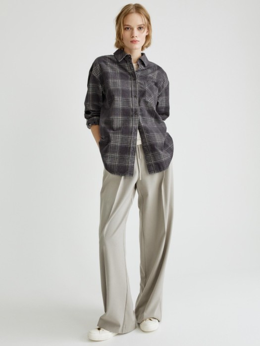 вельветовая рубашка оверсайз в клетку из россии вид сбоку