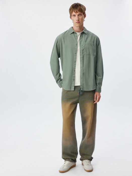 вельветовая рубашка regular fit от бренда sela вид слева