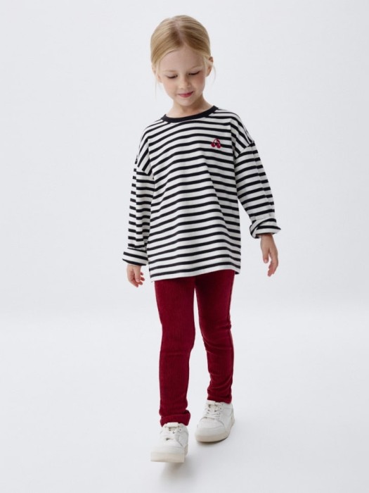 вельветовые леггинсы в рубчик для девочек от бренда sela вид слева