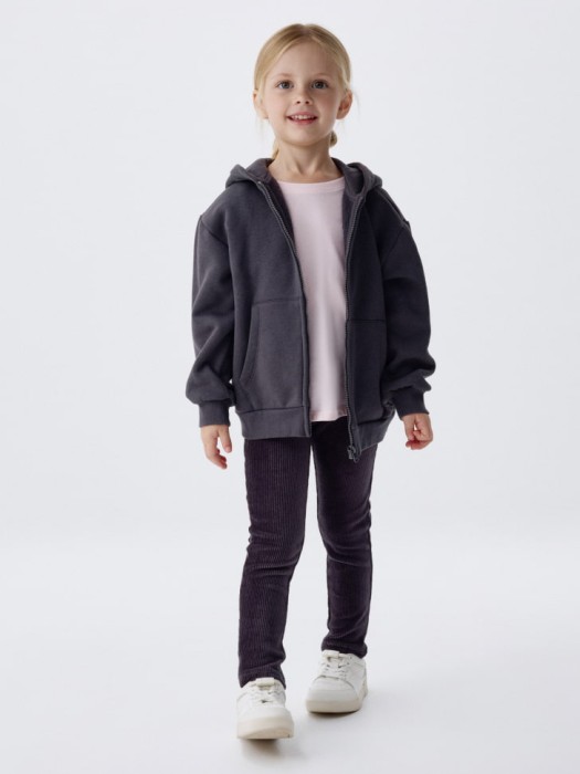 вельветовые леггинсы в рубчик для девочек от бренда sela вид слева