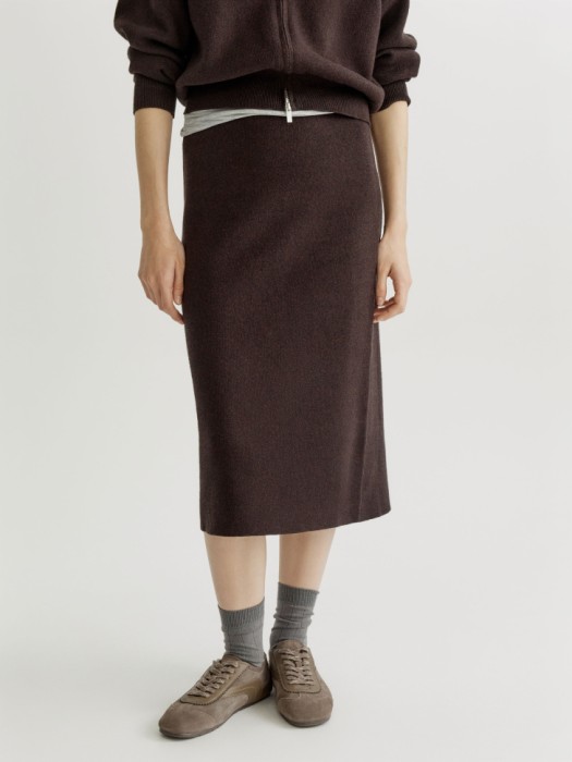 вязаная юбка миди из хлопка с содержанием кашемира от бренда sela вид слева