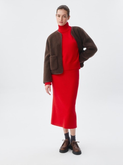 вязаная юбка миди с содержанием шерсти от бренда sela вид слева