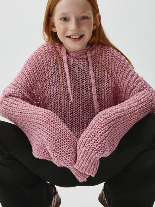 вязаное худи с капюшоном для девочек 4680704555004 фотография