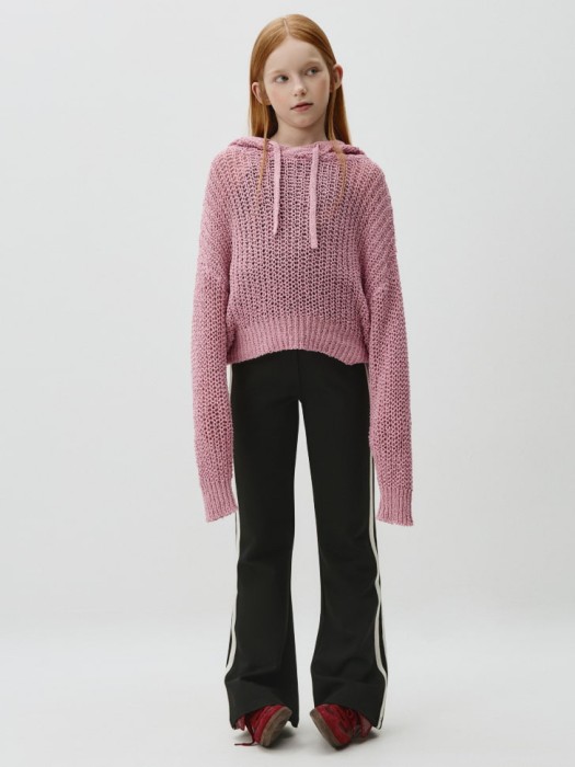 вязаное худи с капюшоном для девочек от бренда sela вид слева