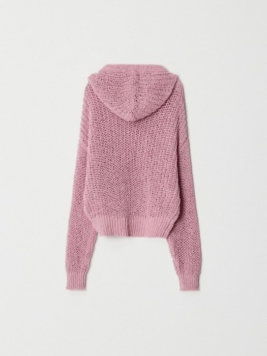 вязаное худи с капюшоном для девочек из хлопка спереди