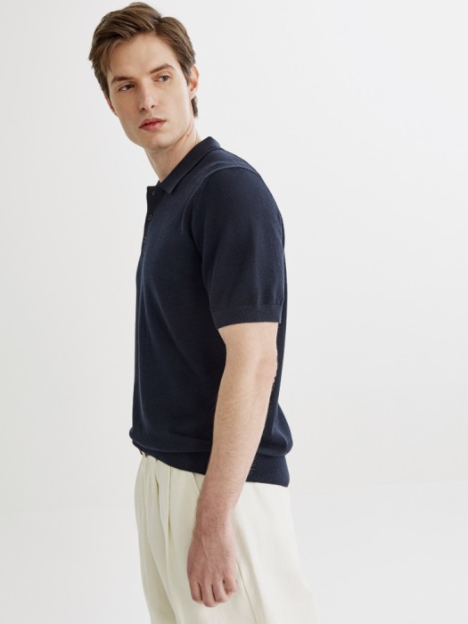 вязаное поло с коротким рукавом из россии вид сбоку