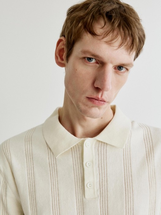 вязаное поло с коротким рукавом от бренда sela вид слева