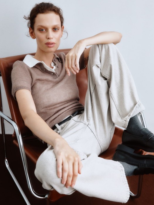 вязаное поло с содержанием шерсти и мохера 4680798618562 фотография