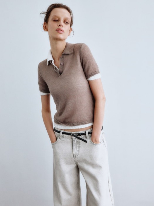 вязаное поло с содержанием шерсти и мохера из россии вид сбоку