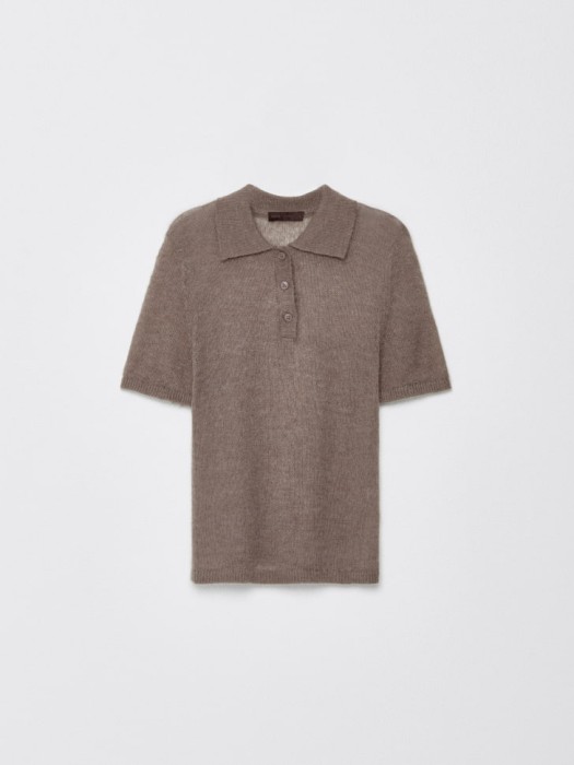 вязаное поло с содержанием шерсти и мохера из шерсти спереди
