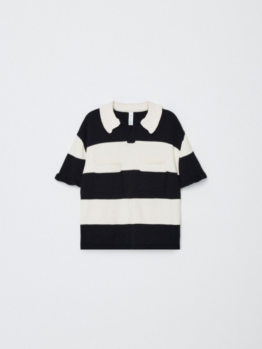 вязаное поло в полоску для девочек по цене 1299 руб вид справа