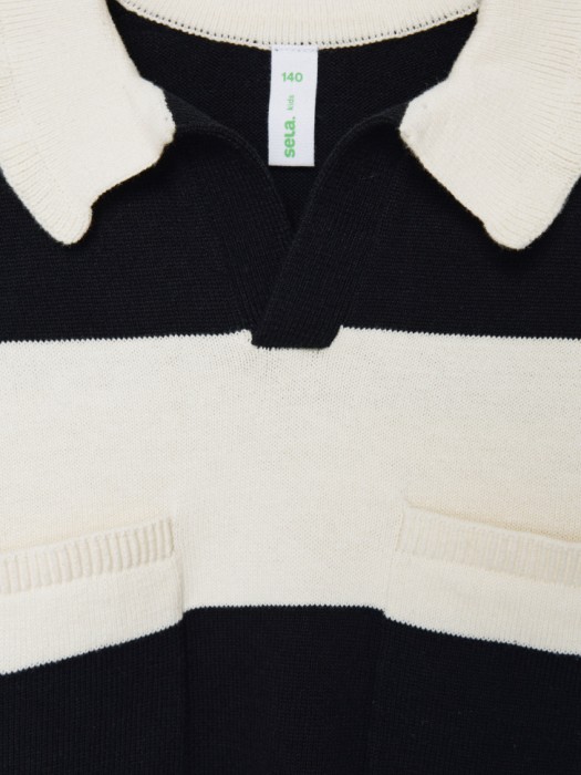 вязаное поло в полоску для девочек из россии вид сбоку