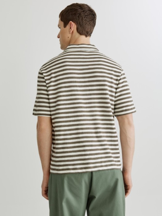 вязаное поло в полоску с коротким рукавом по цене 2599 руб вид справа
