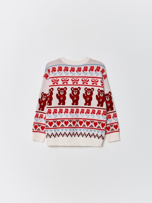 вязаный джемпер оверсайз с принтом для девочек из россии вид сбоку