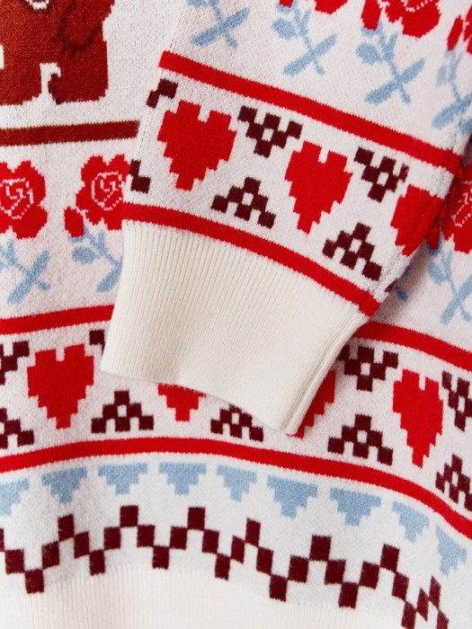 вязаный джемпер оверсайз с принтом для девочек универсального стиля с лицевой стороны