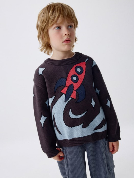 вязаный джемпер оверсайз с принтом для мальчиков 4680798564135 фотография