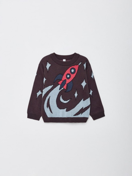 вязаный джемпер оверсайз с принтом для мальчиков по цене 1999 руб вид справа