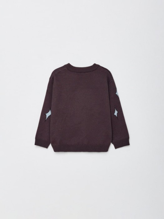 вязаный джемпер оверсайз с принтом для мальчиков из россии вид сбоку