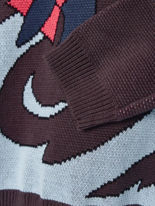 вязаный джемпер оверсайз с принтом для мальчиков из хлопка спереди