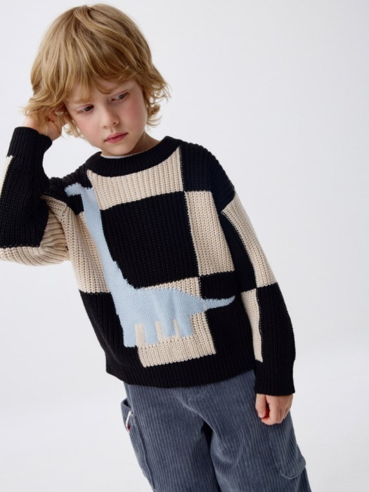 вязаный джемпер оверсайз с принтом для мальчиков 4680798733401 фотография