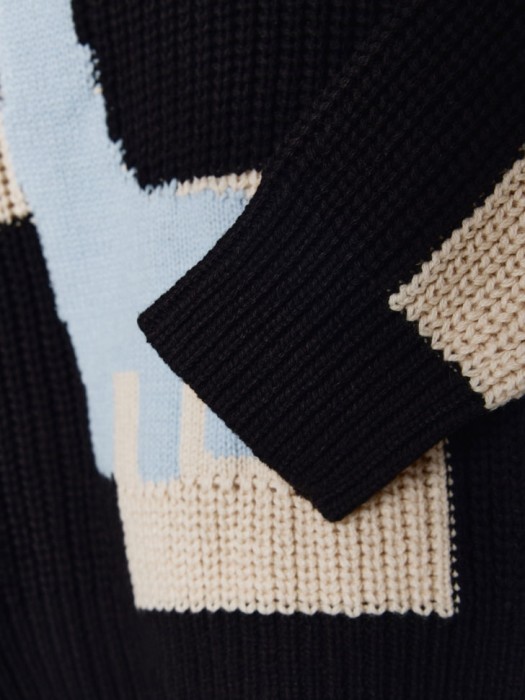 вязаный джемпер оверсайз с принтом для мальчиков из хлопка спереди