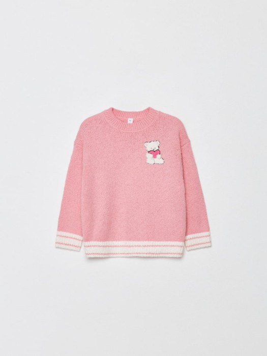 вязаный джемпер оверсайз с вышивкой для девочек по цене 1799 руб вид справа