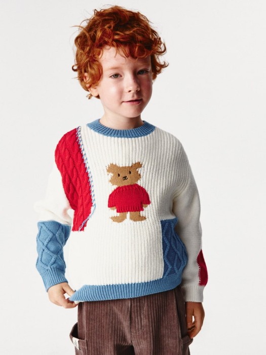 вязаный джемпер оверсайз в стиле пэчворк для мальчиков 4680798733456 фотография